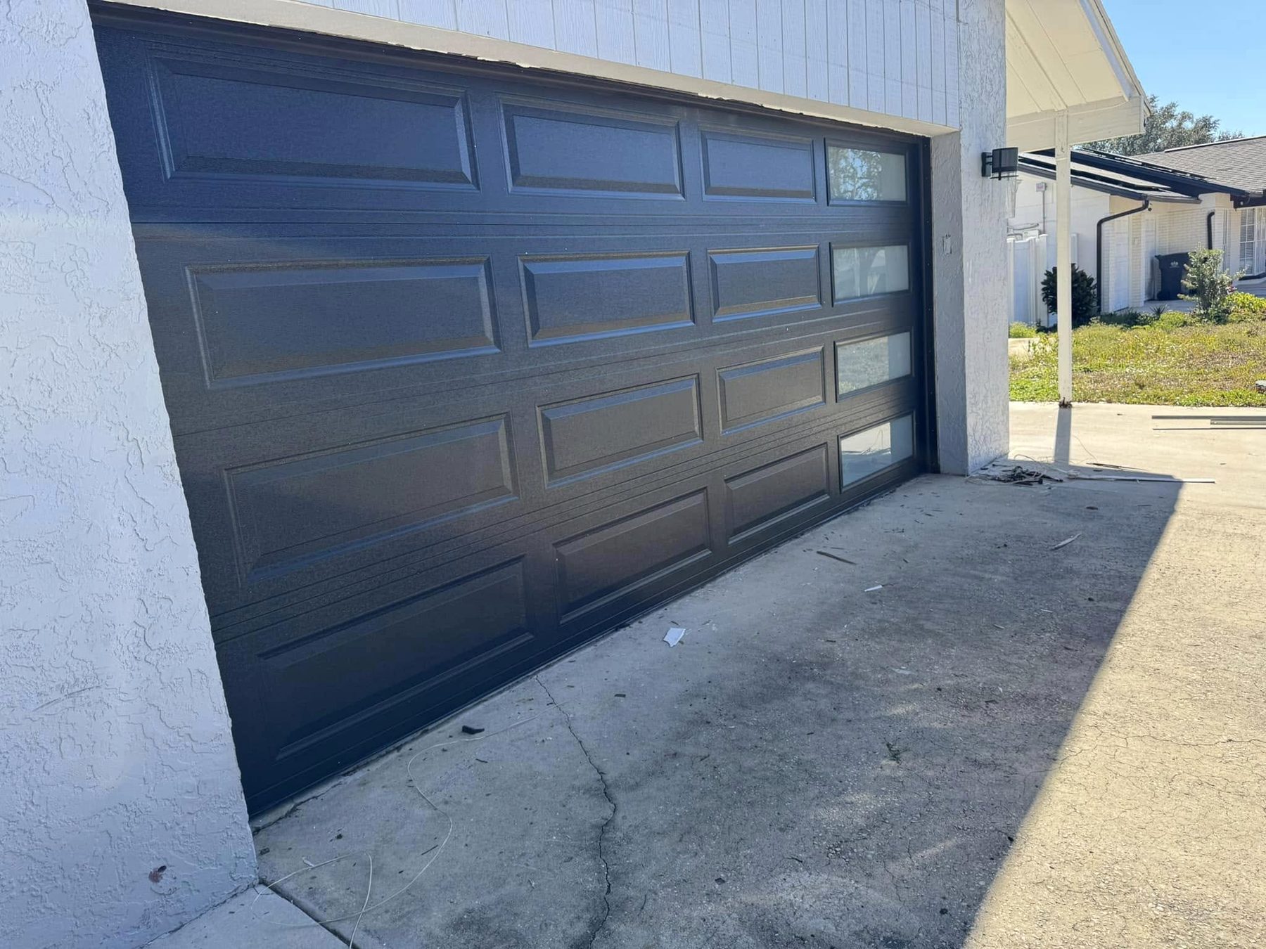 Modern residential garage door installation in Tampa
