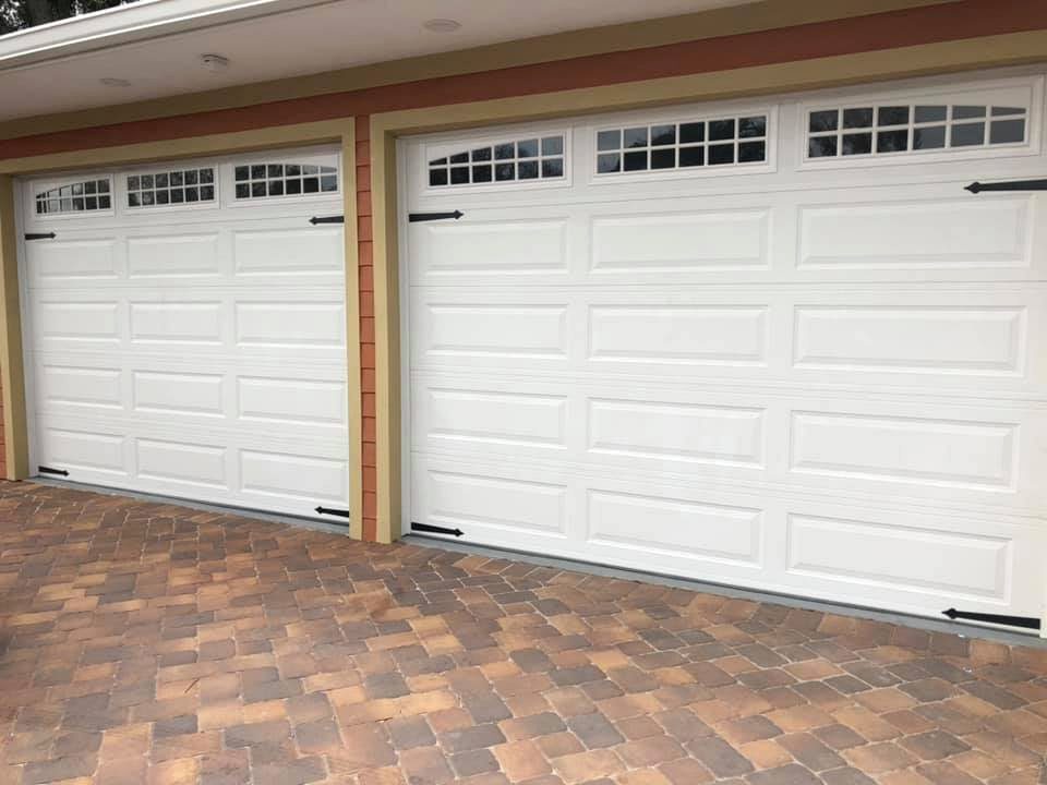 White garage door installation project